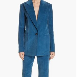 NWOT Helmut Lang Blue Corduroy Oversized Lapel Blazer, Size 10